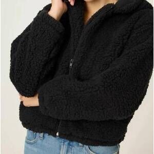 NEW PJ SALVAGE let's get cozy hooded zip-up jacket in black